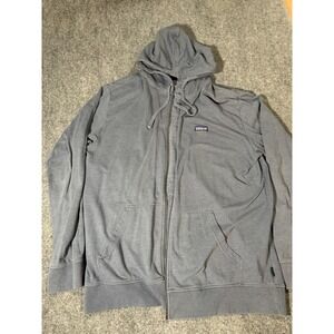 Patagonia Hoodie Mens 2XL Gray Full Zip Organic Cotton Jersey Lightweight Logo